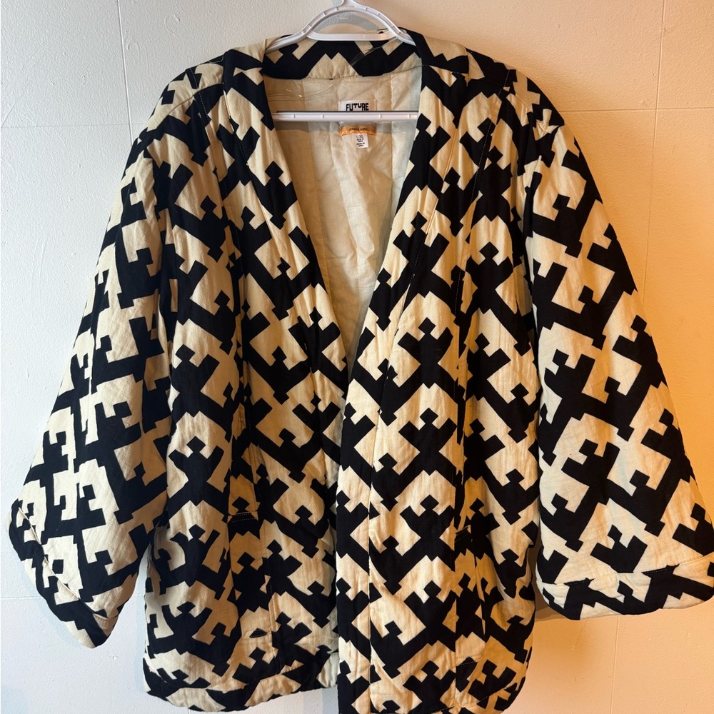 Chic Black and Cream Future Collective Geometric Jacket